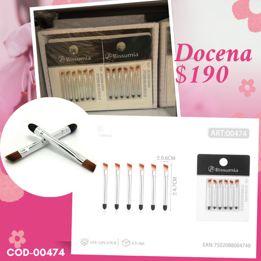 brochas minis para ceja con aplicador, 12 sets, codigo 00474