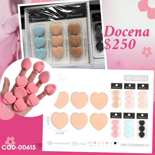 set de esponjas protector de corazon chico, 12 sets, codigo 00615