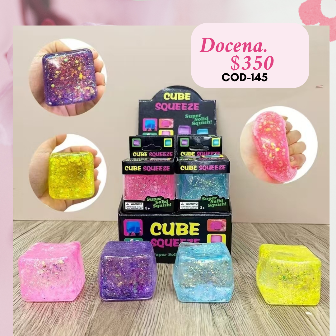 cubo brillantina, squeeze, docena, codigo a145