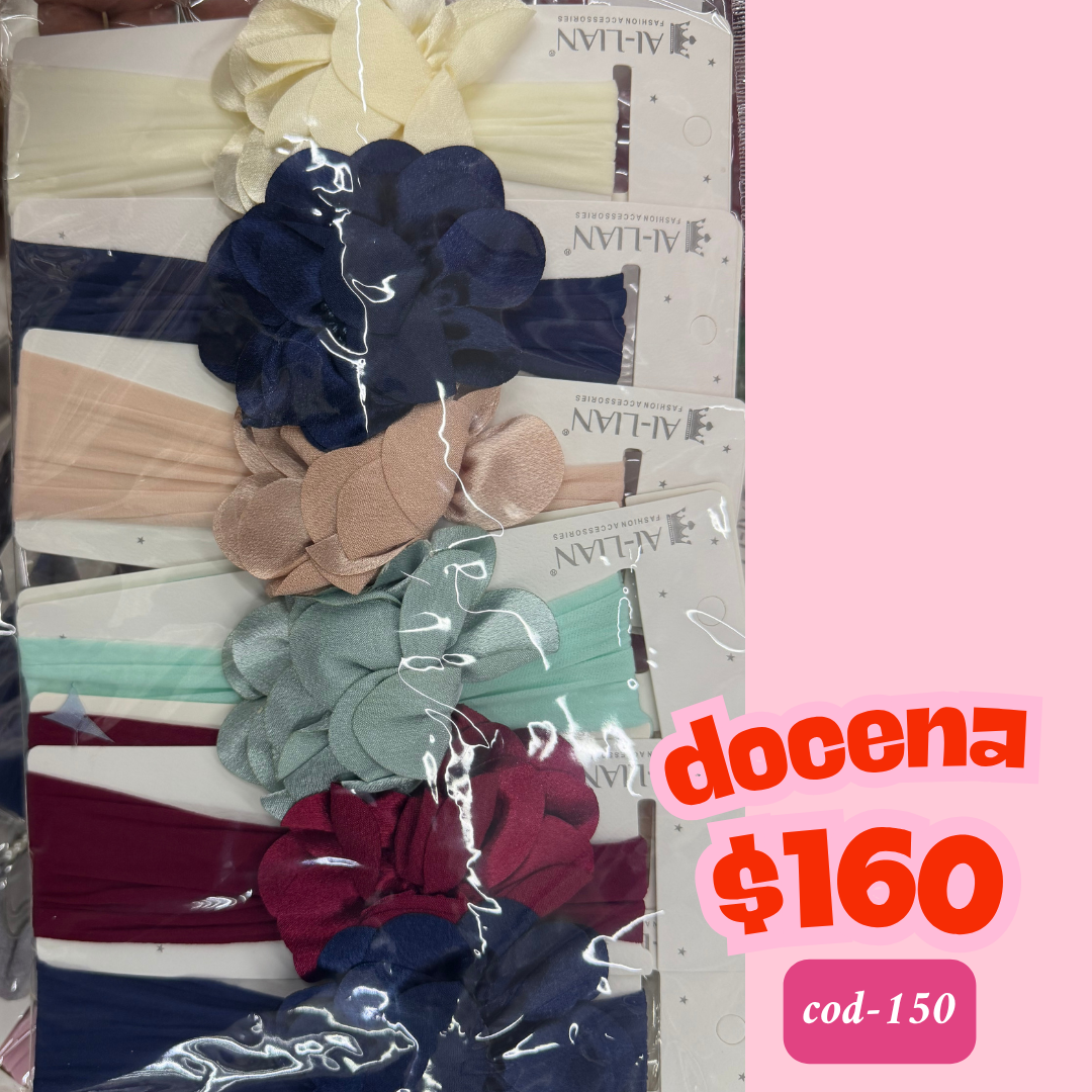 banda para bebe de flor, docena codigo a150