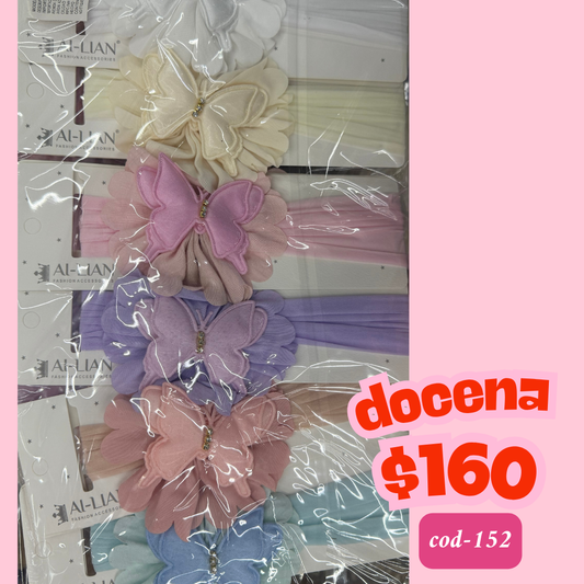 banda para bebe con mariposa, docena, codigo a152