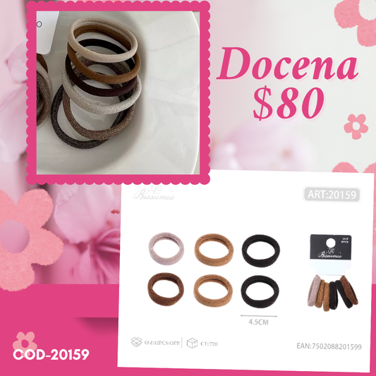 set de ligas cafe, 12 sets, codigo 20159