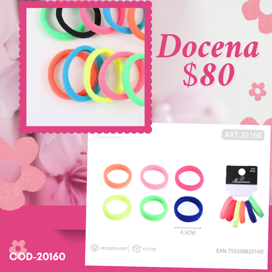 liga de colores de 4.5 cm, 12 sets, codigo 20160