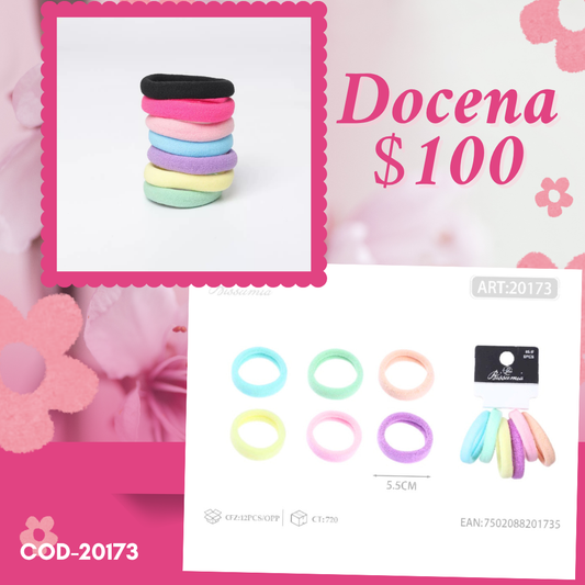 ligas de colores de 5.5 cm, 12 sets, codigo 20173