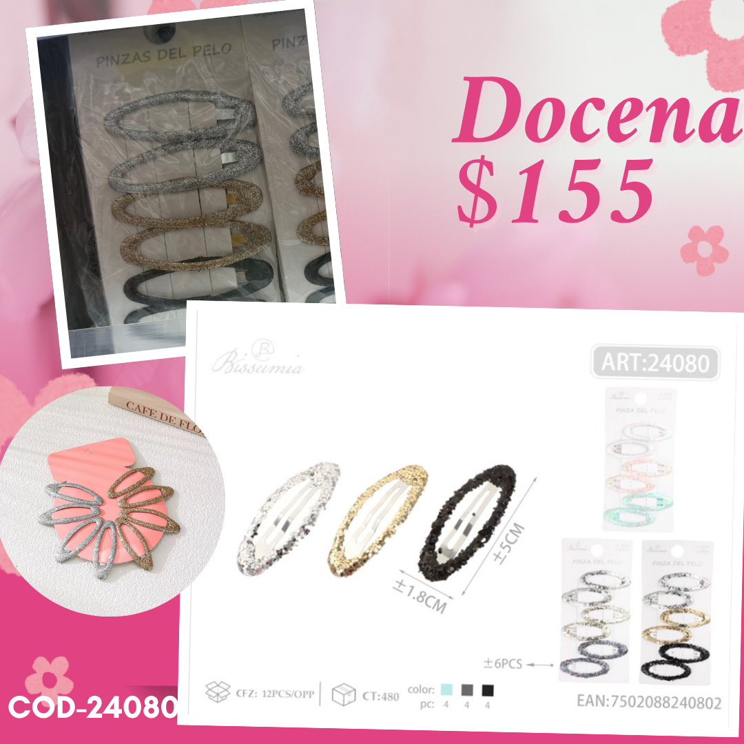 cucas metálicas en sets, 12 sets, codigo 24080