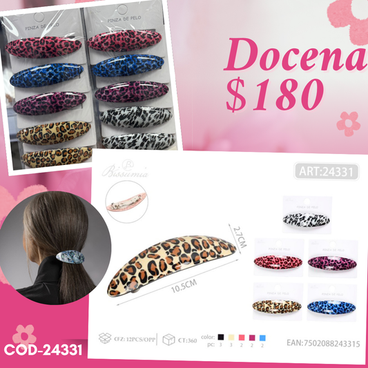 broche animal print, docena, codigo 24331