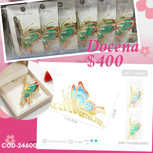 pinza mariposa de metal, docena, codigo 24600