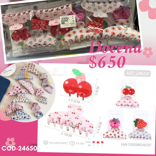 pinza en pares de cerezas,, 12 pares, codigo 24650
