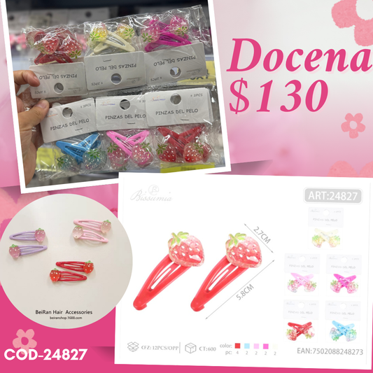 cucas en par de fresa, 12 pares, codigo 24827