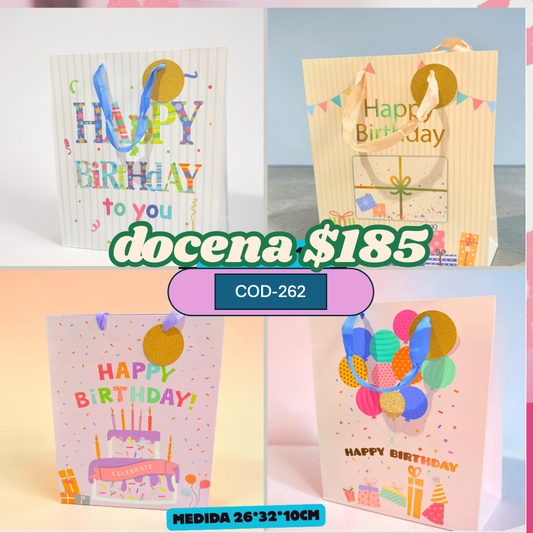 bolsa de regalo con brillantina grande, medida 26*32*10 cm, codigo a262
