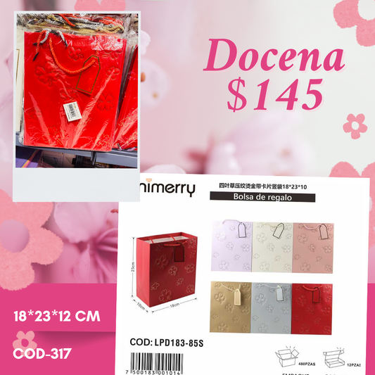 bolsa de regalo trébol, mide 18*23*12 cm, codigo a317
