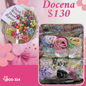 set de ligas con cucas en set, docena, codigo a324