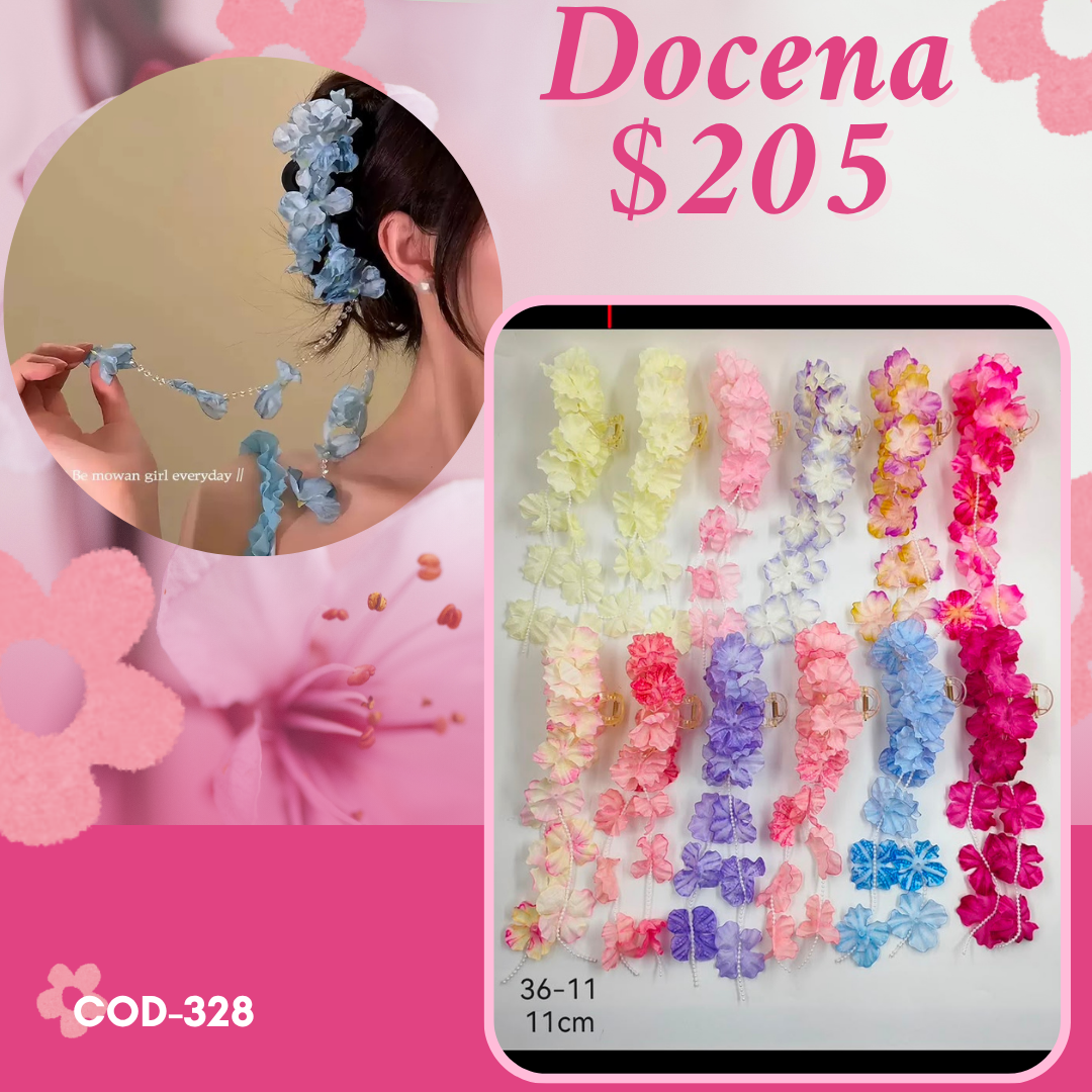 pinza de flores colgantes de colores, docena, codigo a328