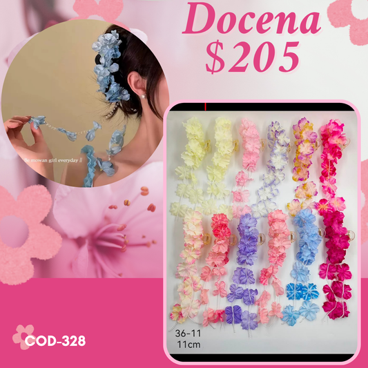 pinza de flores colgantes de colores, docena, codigo a328