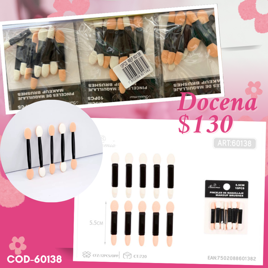 set de aplicadores para sombras, 12 sets, codigo 60138