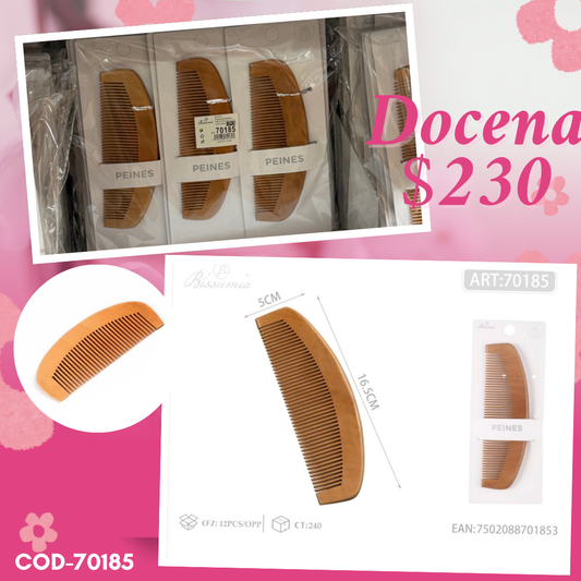 peine de madera, docena, codigo 70185