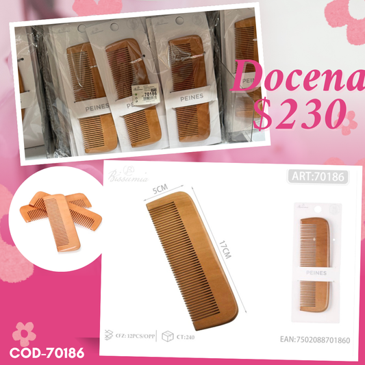 peine de madera, docena, codigo 70186