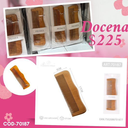 peine de madera con ondas, docena, codigo