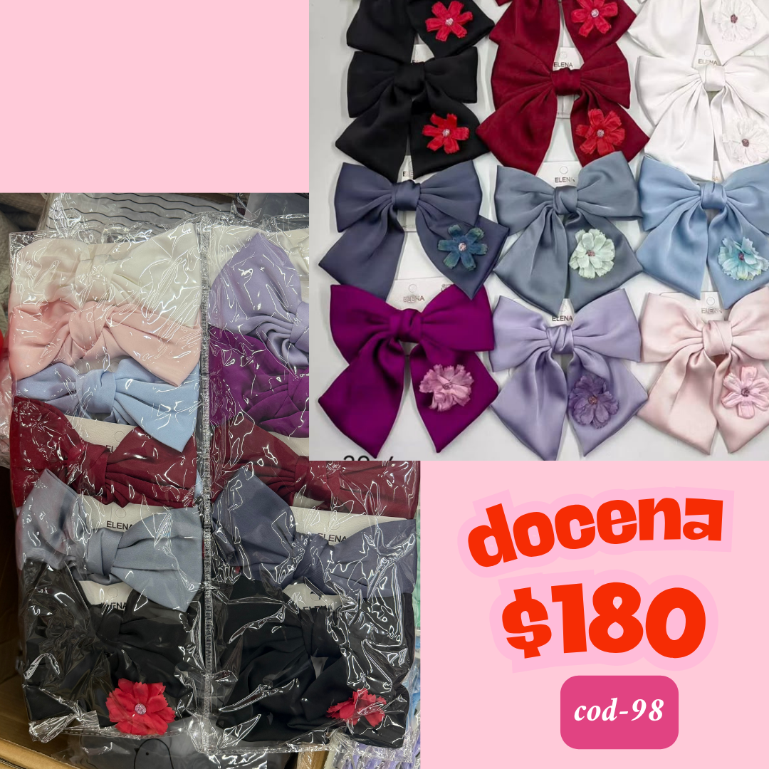 moño corto con flor por fuera, docena, codigo a98