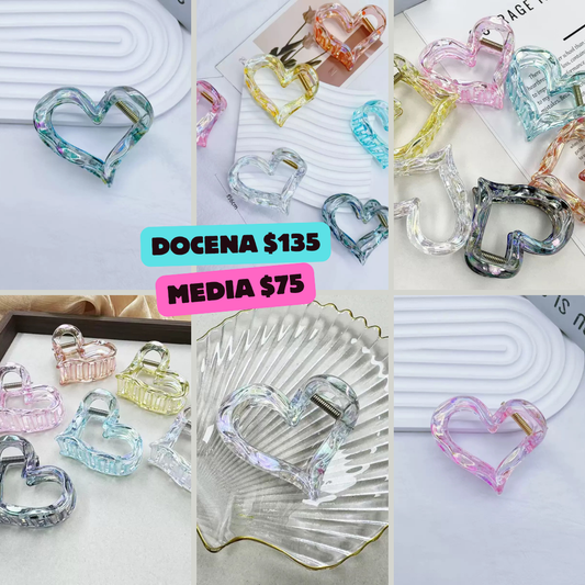 pinzas de corazon transparentes, codigo a217