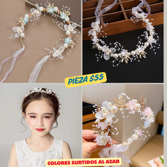 Coronita con flor y perla, color al azar, codigo a54