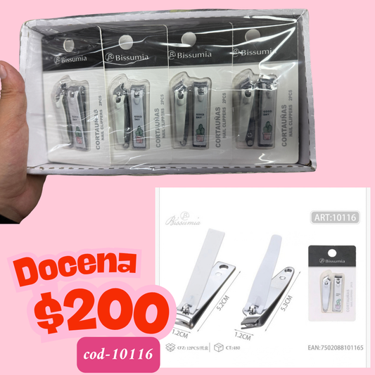 cortaúñas en pares, 12 pares, codigo 10116