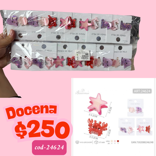 mini pinza de par en set, 12 sets, codigo 24624