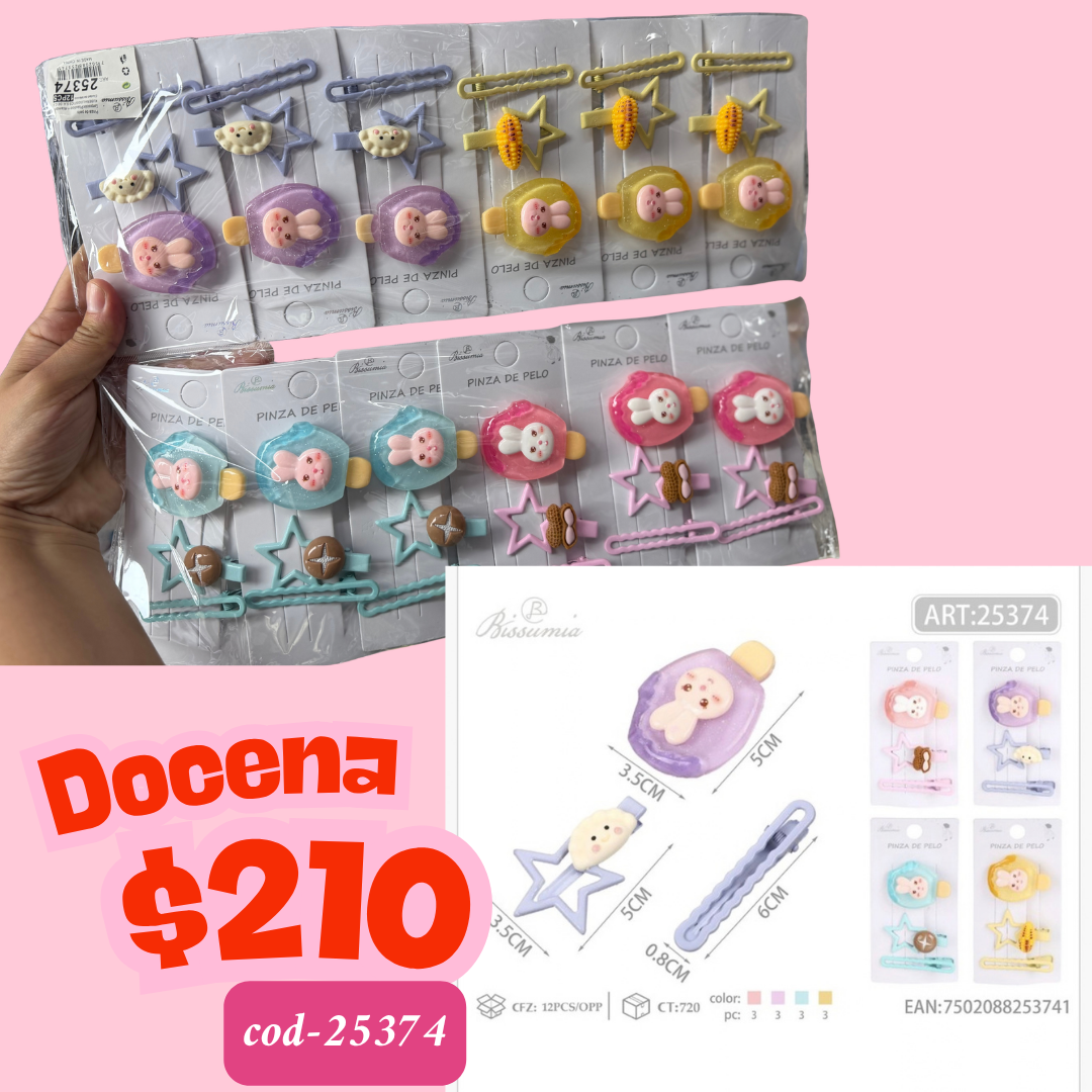 cucas conejito en set, 12 sets, codigo 25374