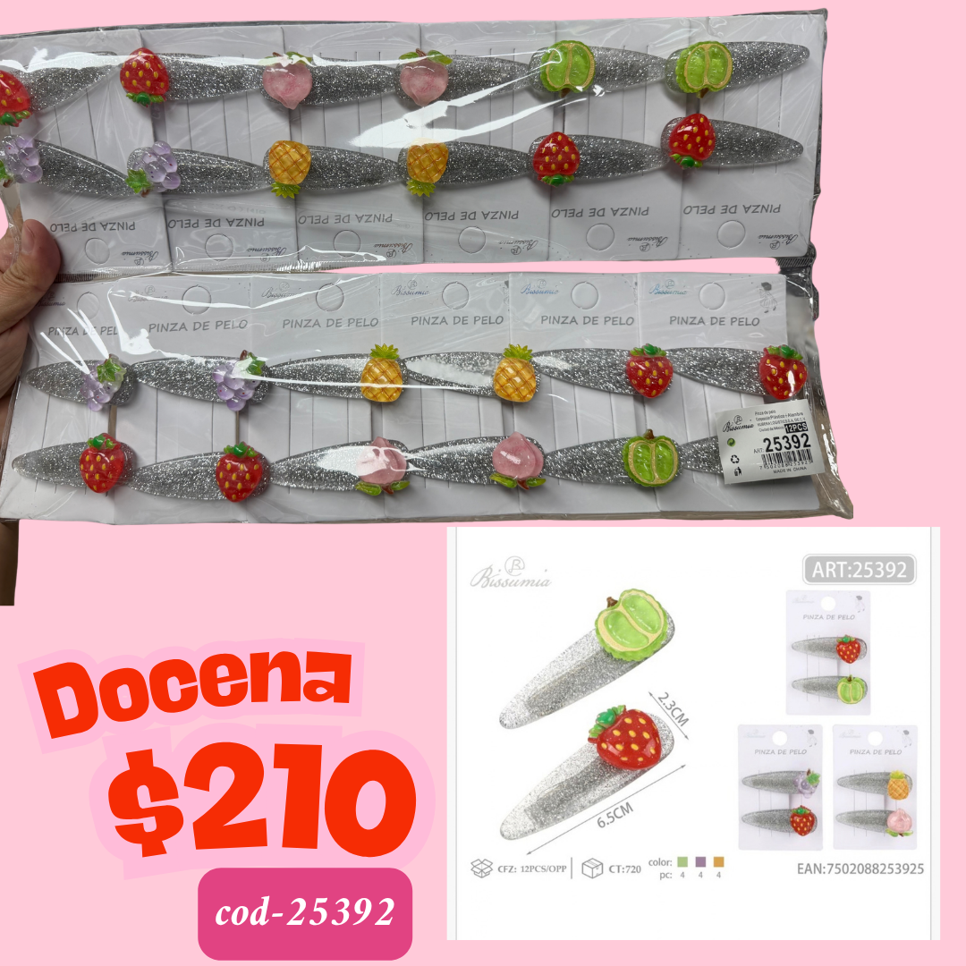 cucas en par de frutas, 12 sets, codigo 25392