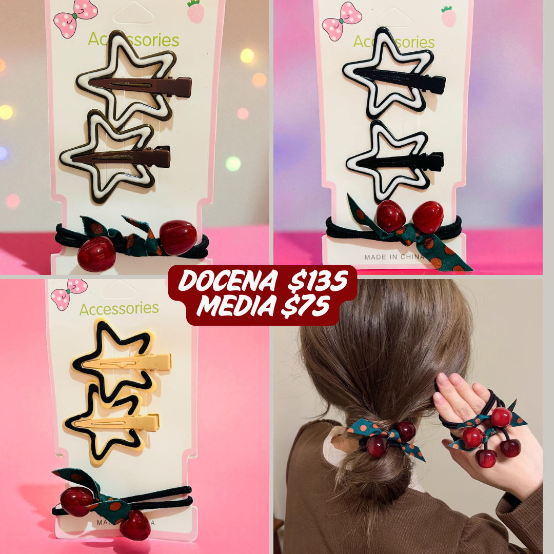 par de pasadores estrella con liga cereza codigo a196