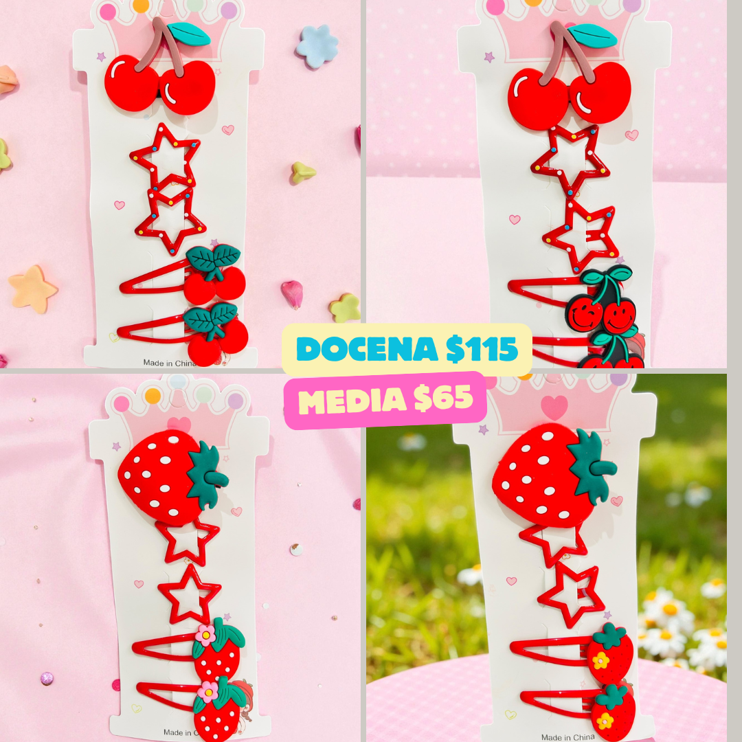 pasadores y cucas de cereza y fresas, codigo a197