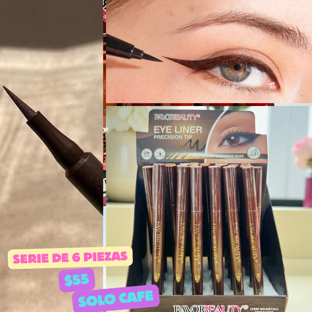 serie de 6 delineadores cafe de pincel, codigo a271