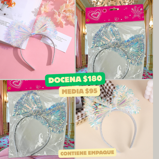 diadema moño transparente, codigo a408