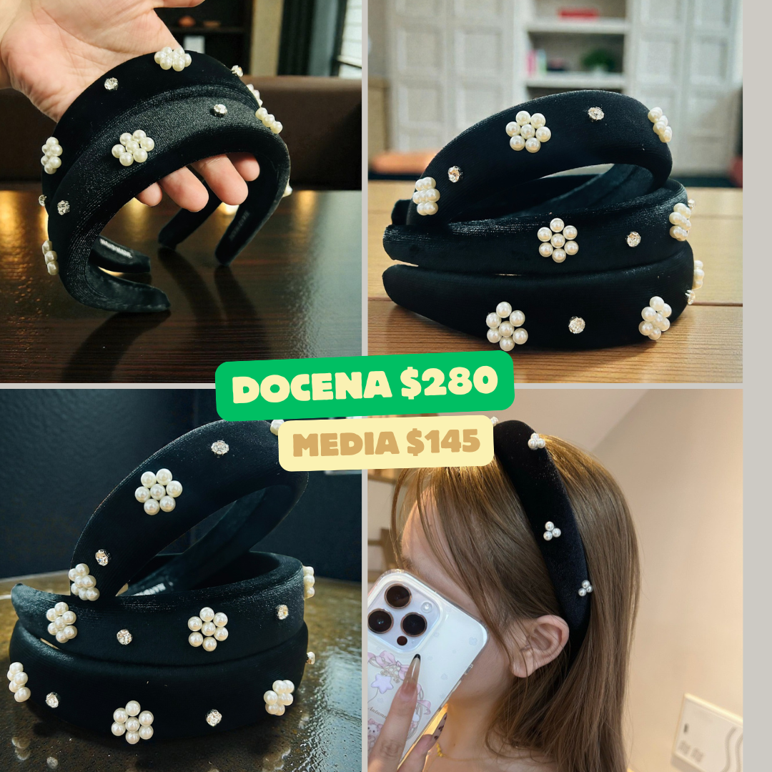 diadema acolchonada con perla, código a230