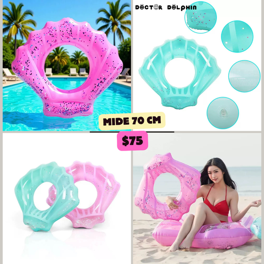 Dona tipo concha de mar, 70 cm rosa y verde