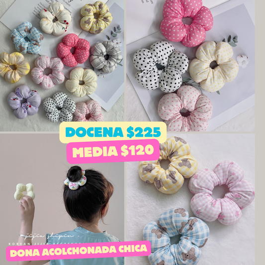 scrunchie acolchonado chico de niña, diseños variados, codigo a266