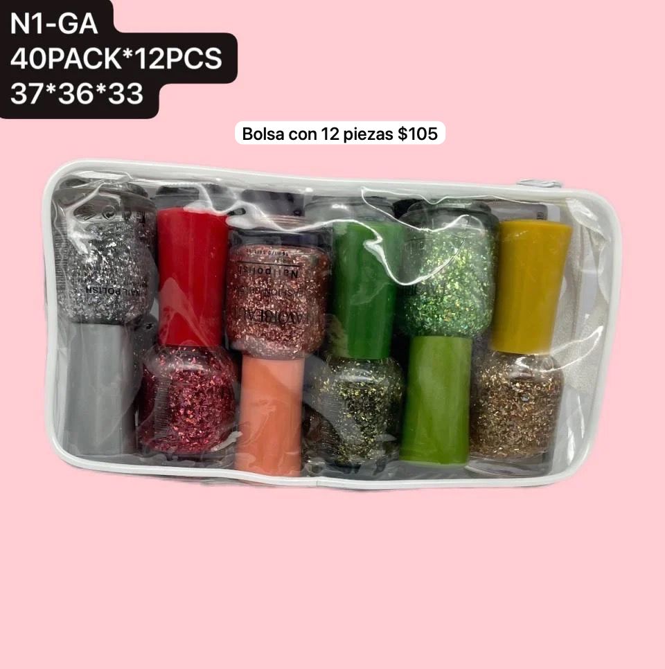 esmaltes, bolsa con 12 piezas, codigo N1-GA