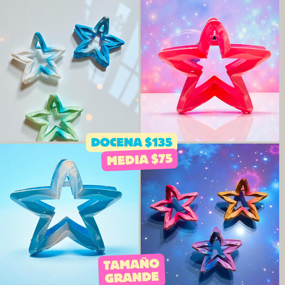 pinza estrella de colores, codigo a257