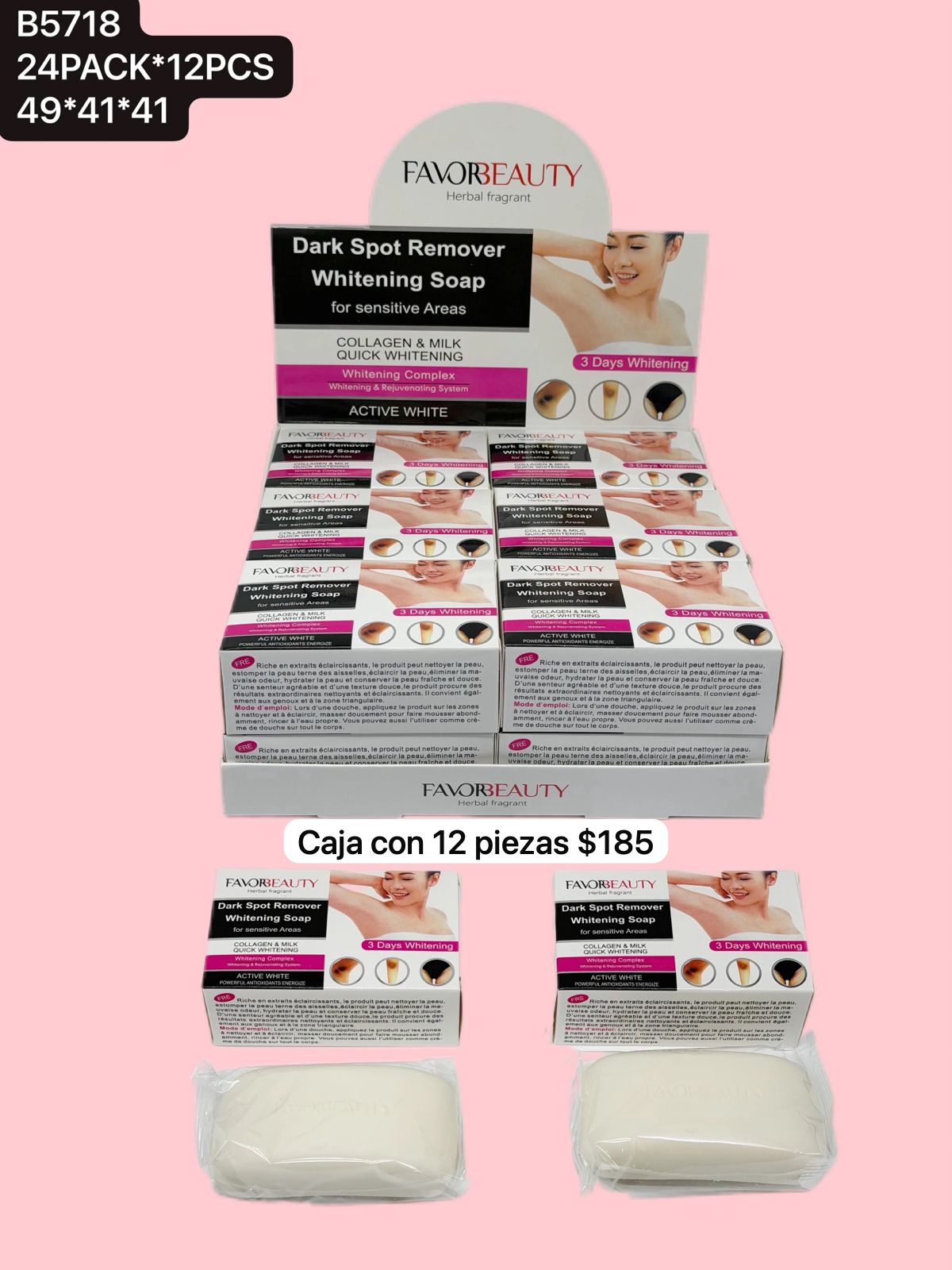 CAJA CON 12 JABONES ACLARADORES, CODIGO B5718