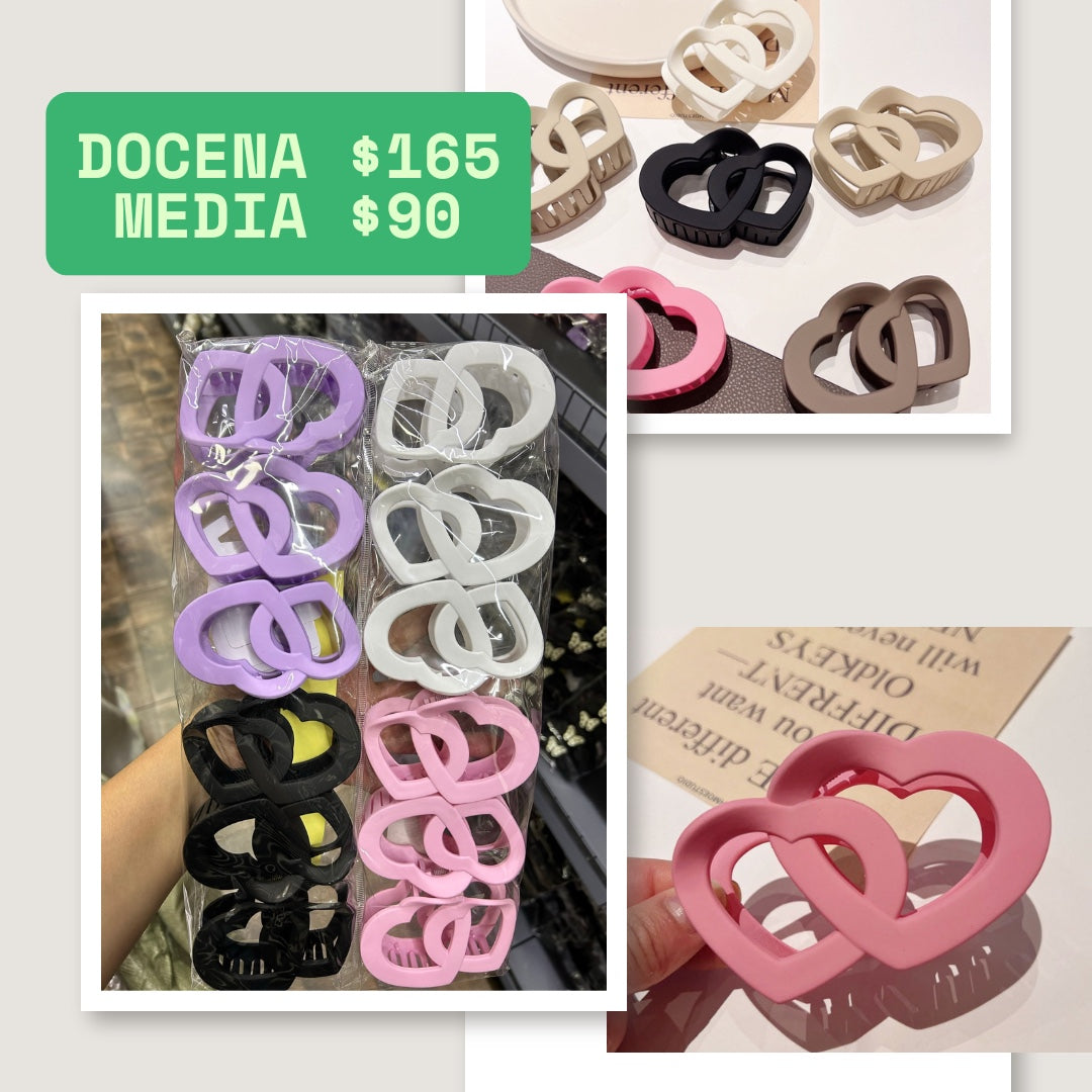 pinza corazón doble de colores, codigo a37