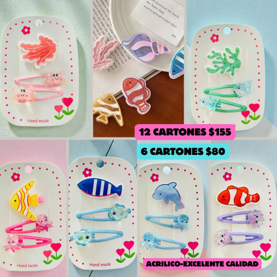 cucas con pasador de mar, de acrilico, codigo a105