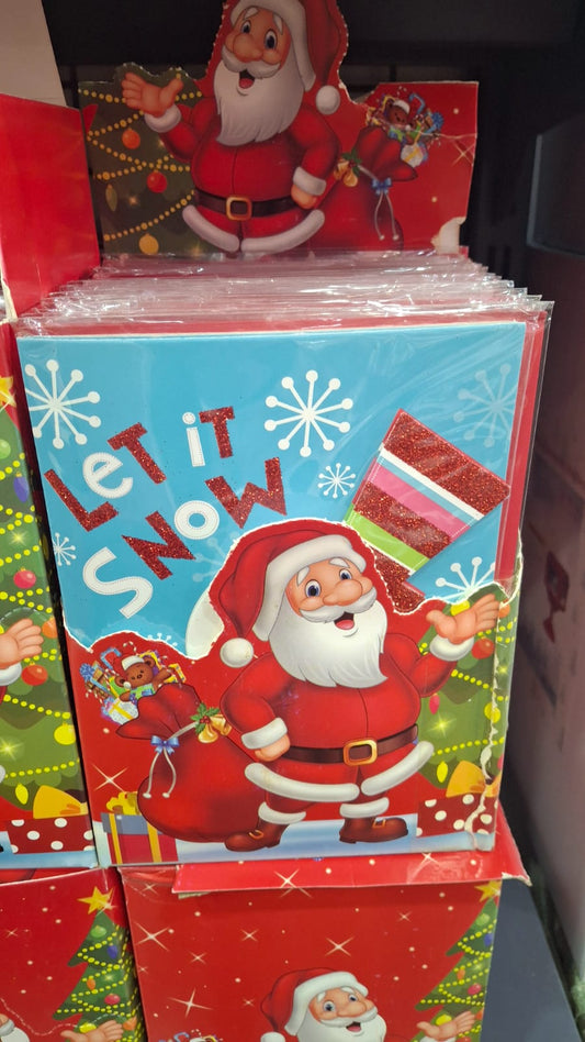 paquete con 24 piezas de tarjetas navideñas, santa coles