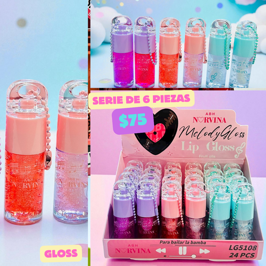 serie de 6 gloss con colgante, código a107