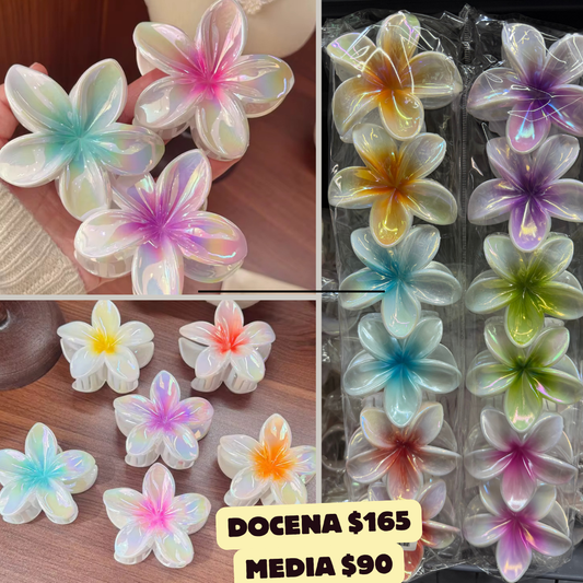pinza hawaiana blanca con color, codigo a24