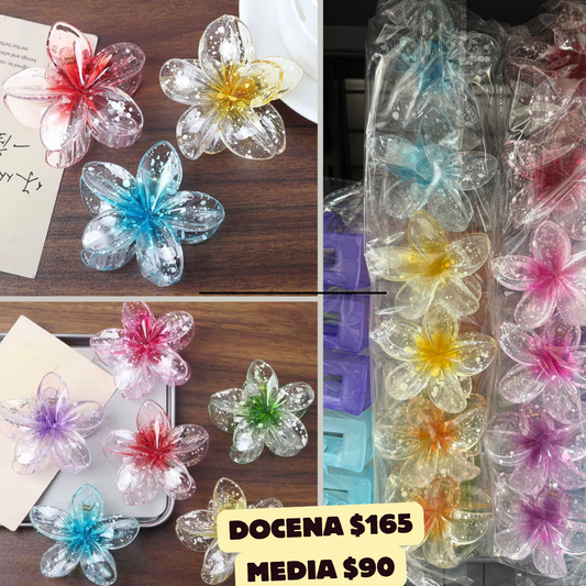 pinza hawaiana de colores  con manchitas blancas, codigo a46bis