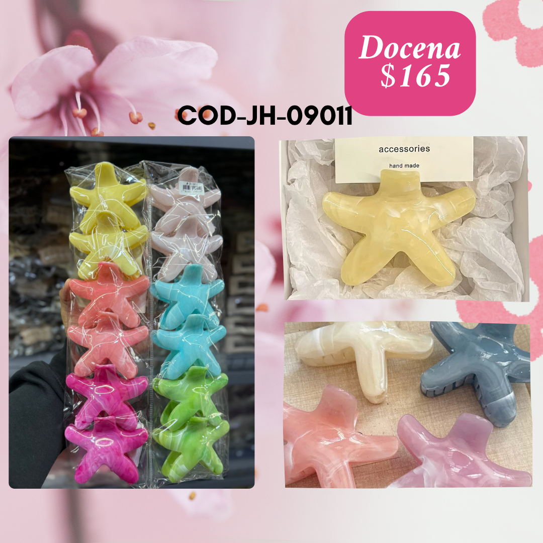 pinza estrella de colores, docena, codigo JH-09011