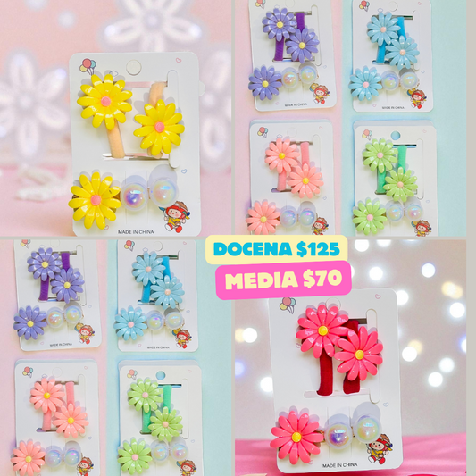 pasador con par de ligas margarita, codigo a132