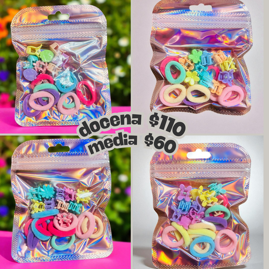 mini pinzas con ligas de tela, codigo a261