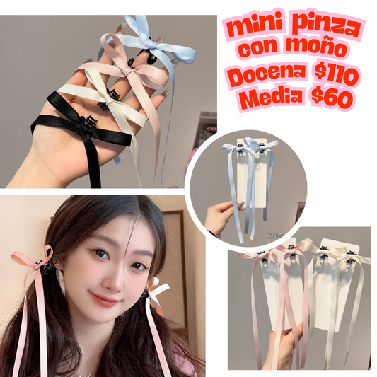 Mini pinza con moño en pares, codigo a405