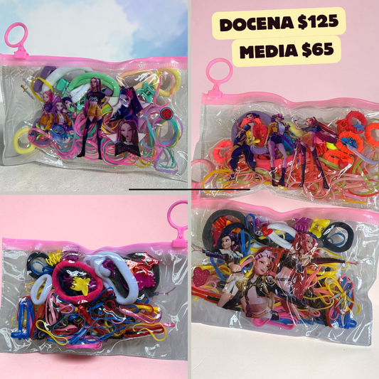 bolsa de ligas mix con mini pinzas, codigo a113bis